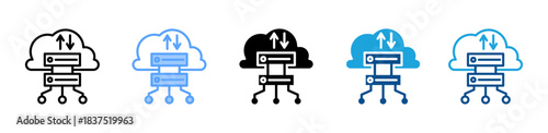 Cloud Server icon set multiple style collection