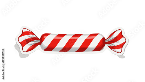 Festive Red And White Striped Candy Wrapped With Twisted Ends Isolated On Black Background A Sweet Treat For Holidays Or Celebrations