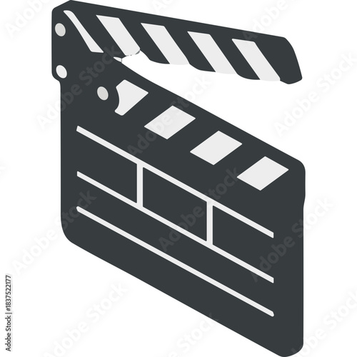 Cinematic Clapperboard Silhouette Isolated On White Background for Film Production and Movie Making