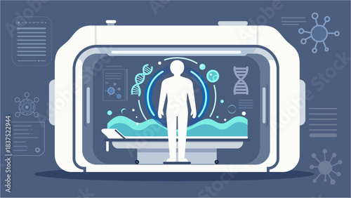 Age reversal technology vector illustration in modern flat futuristic anti-aging and biotechnology style