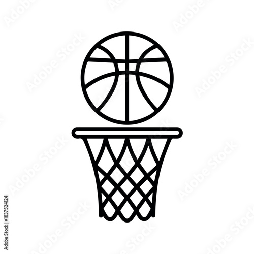 Basketball hoop vector illustration for sport design and graphic elements outline style simple basketball icon 100