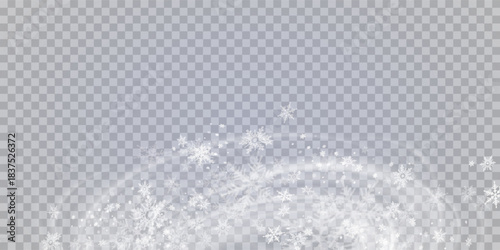 ПечатьFalling snow on a transparent background. Vector illustration 10 EPS. Abstract snowflake background. Fall of snow.	