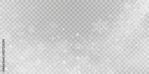 Falling snow on a transparent background. Vector illustration 10 EPS. Abstract snowflake background. Fall of snow.	