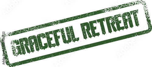 Vintage style Graceful Retreat text message with a textured grunge ink stamp appearance