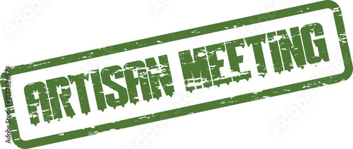 Distressed green Artisan Meeting stamp for event invitations and community gatherings
