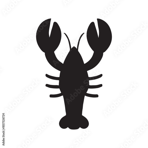Black silhouette of a lobster on a white background seafood delicacy and culinary icon marine life representation