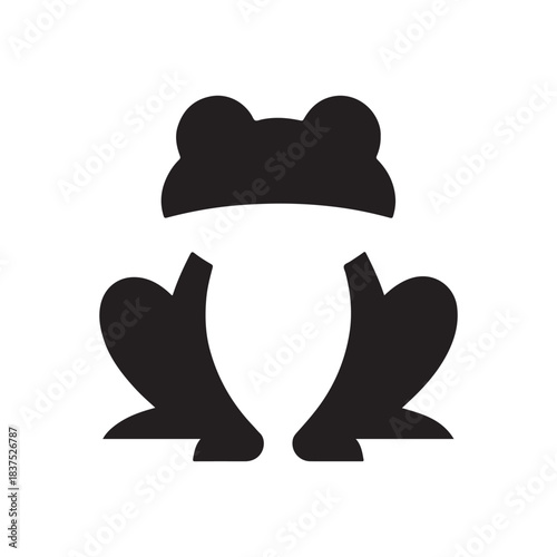 Minimalist frog illustration in black and white simple amphibian vector design element graphic representation for web design print projects and more
