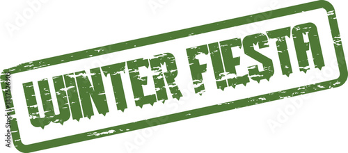 Distressed green Winter Fiesta rubber stamp mark for lively seasonal celebration announcements