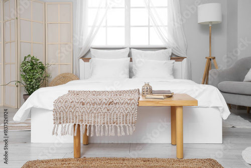 Interior of room with white...