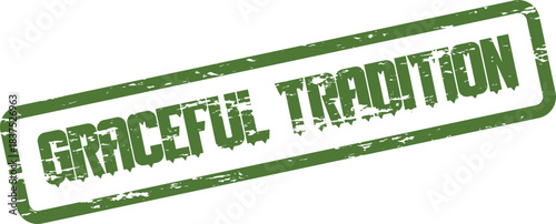 Graceful Tradition textured green ink stamp presenting an authentic vintage distressed appearance