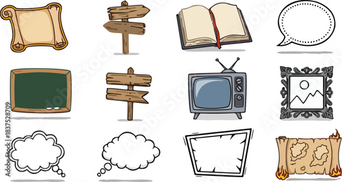 Vintage television set collection illustration for home interior design