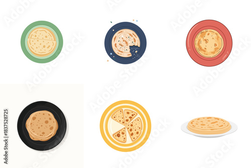 Arabic Bread Flatbread Traditional Roti Illustration Flat Vector Middle Eastern Dish