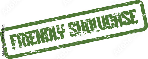 Green Grunge Friendly Showcase Rubber Stamp Sign for Exhibitions and Presentations