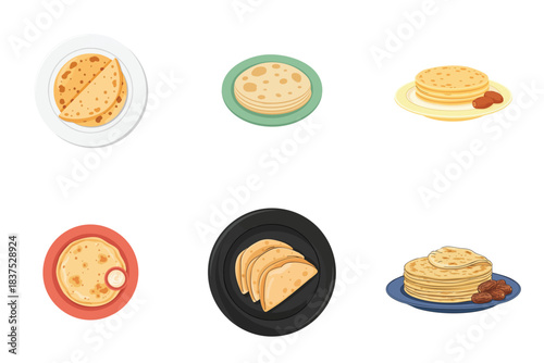 Arabic Bread Traditional Flatbread Roti Illustration Flat Vector Middle Eastern Food
