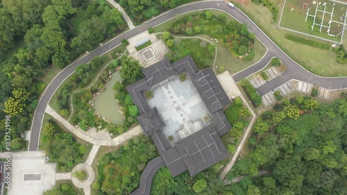 aerial view of chinese traditional architecture in shaoxing city, zhejiang province China High quality 4k footage