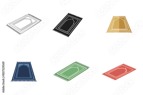 Islamic Prayer Rug Sajadah Mat Illustration Flat Vector Spiritual Home Decoration