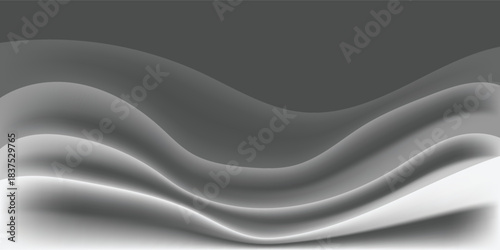 Abstract gray and white wavy lines with smooth gradient transitions creating a modern flowing background design.