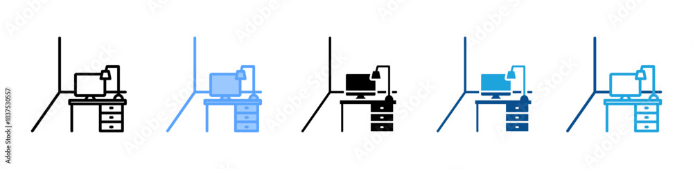 Fototapeta premium Office Setup icon set multiple style collection