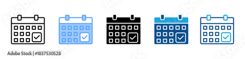 Calendar icon set multiple style collection