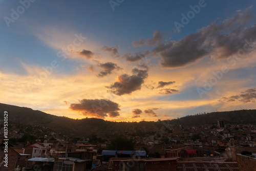 sunset over the city
