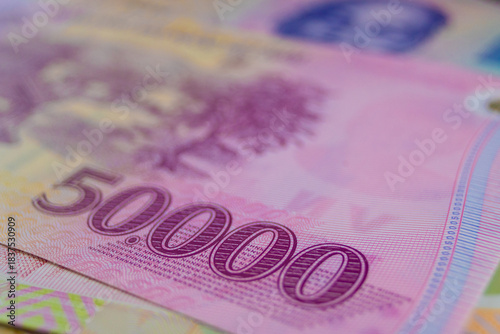 фотографія Macro view of a 50,000 VND polymer banknote