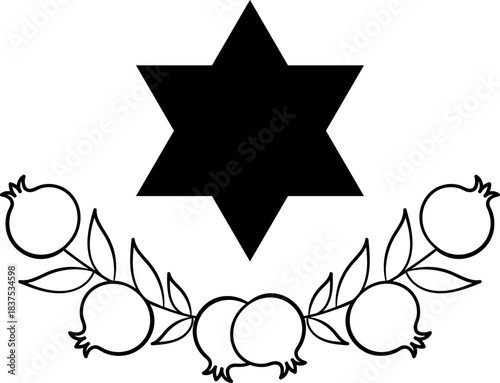 Clean Judaica symbol in black line art. Linear isolated judaica motif. Ideal for vector decals and stickers