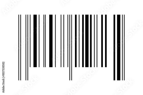Blank barcode tag template isolated on white background. Mockup of bar code pictogram. Sample of visual data digital representation with product information. Vector graphic illustration