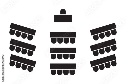 Auditorium seatings plan top view. Classroom or lectorium in school or college seats arrangment. Schema of workspace in meeting, conference, training or other business event. Vector illustration