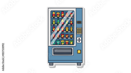 Retro Pixel Art Vending Machine Filled With Colorful Snacks and Drinks Against a Black Background