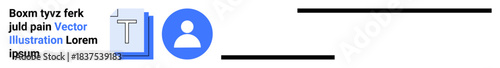 Digital identity, data management, user accounts, authentication, virtual access, online profiles. Blue user icon alongside document symbol. Digital identity and data management concept