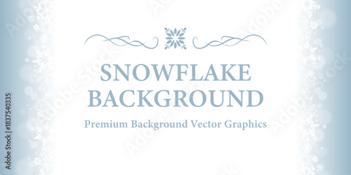 雪の結晶が飾る淡いブルーの冬背景フレーム（スノーフレークデザイン）| ベクター素材 コピースペース バナー カード ウェブ フレーム 枠