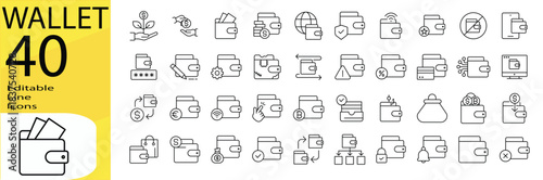 Editable stroke Wallet icon set
