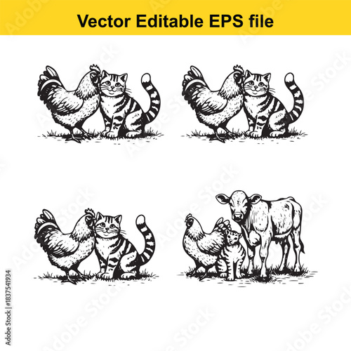  farm animals illustration isolated on white