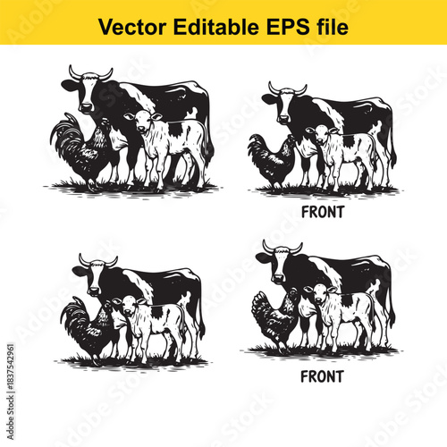  farm animals illustration isolated on white