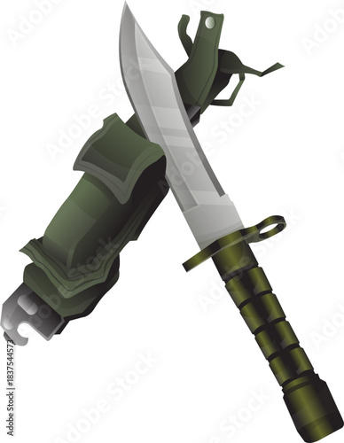 Knife Military Sheath Grey Vector Draw Design Funny Cute Eat Cartoon