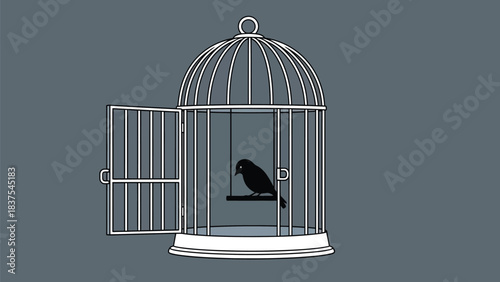Captivity's Illusion: An Open Door, A Confined Bird and Psychological state