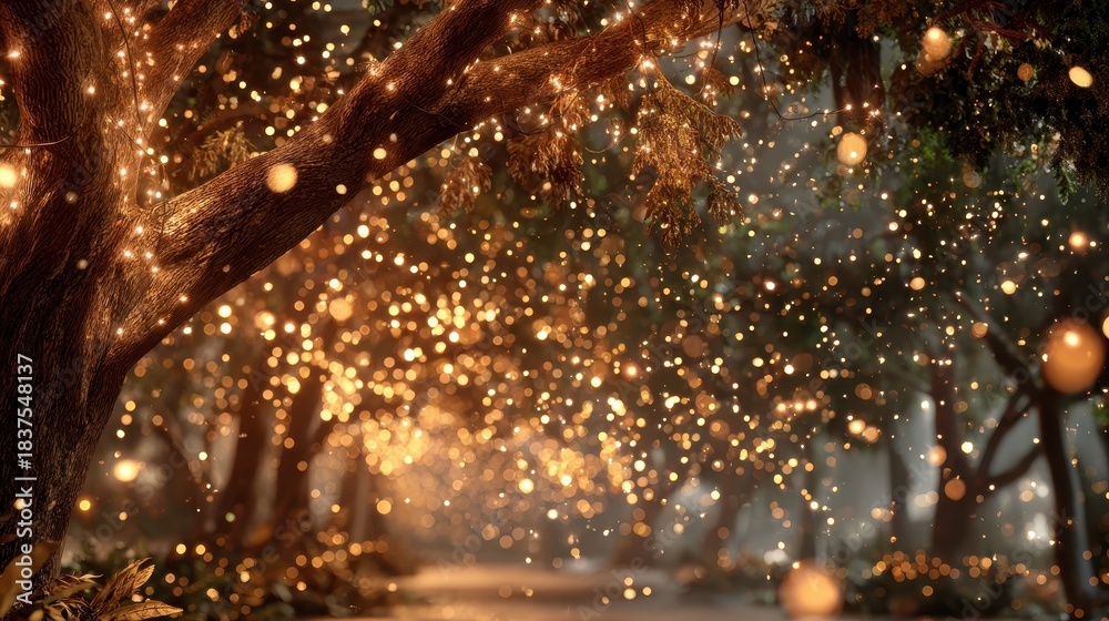 Naklejka premium Enchanted Evening with Twinkling Lights and Magical Atmosphere