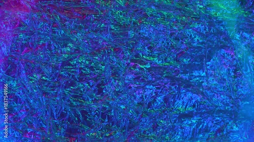 A macro video of liquid color transitioning from deep blue to vibrant red, forming intricate branching patterns that resemble neuronal structures. High-detail abstract fluid reaction 