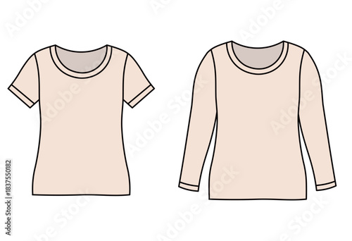 Women’s Short-Sleeve and Long-Sleeve Undershirt Set Illustration
