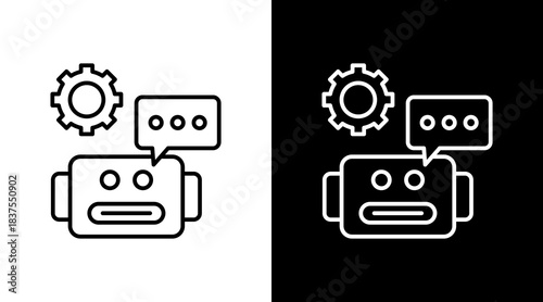 Chatbot Outline White Icon Set Design