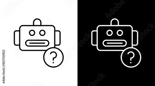 Faq Bot Outline White Icon Set Design
