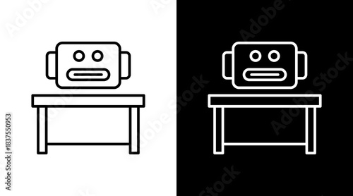 Help Desk Bot Outline White Icon Set Design