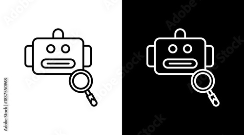 Bot Search Outline White Icon Set Design
