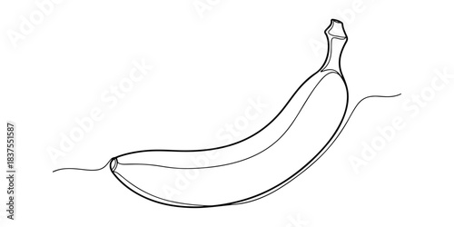Continuous one line of a banana, symbolizing natural snacks, convenience, and daily fruit consumption, hand drawn vector illustration.