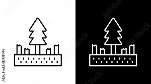 Deforestation Outline White Icon Set Design