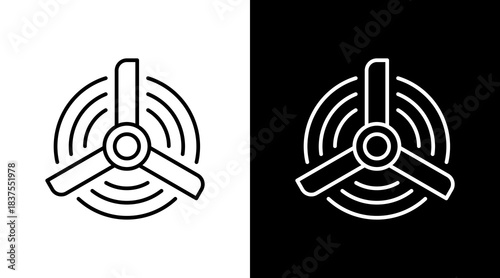 Wind Turbine Outline White Icon Set Design