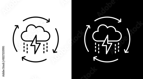 Climate Adaptation Outline White Icon Set Design