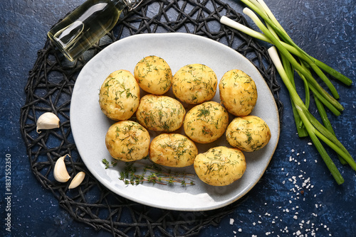 Plate of boiled baby potato...