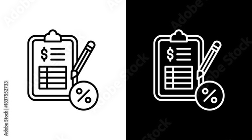 Tax Form Outline White Icon Set Design