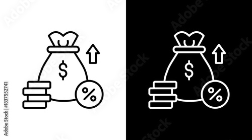 Income Tax Outline White Icon Set Design